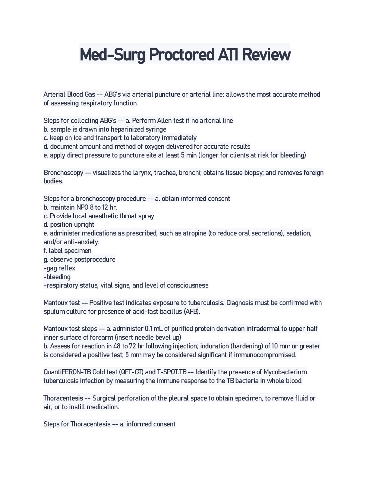 Preview image of Med-Surg Proctored ATI Review document